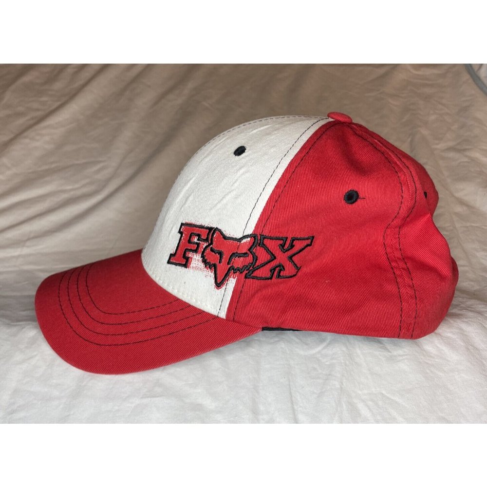 Fox Racing Hat Red White Logo Flex fit Size L Baseball Cap Riding Co - Picture 2 of 9